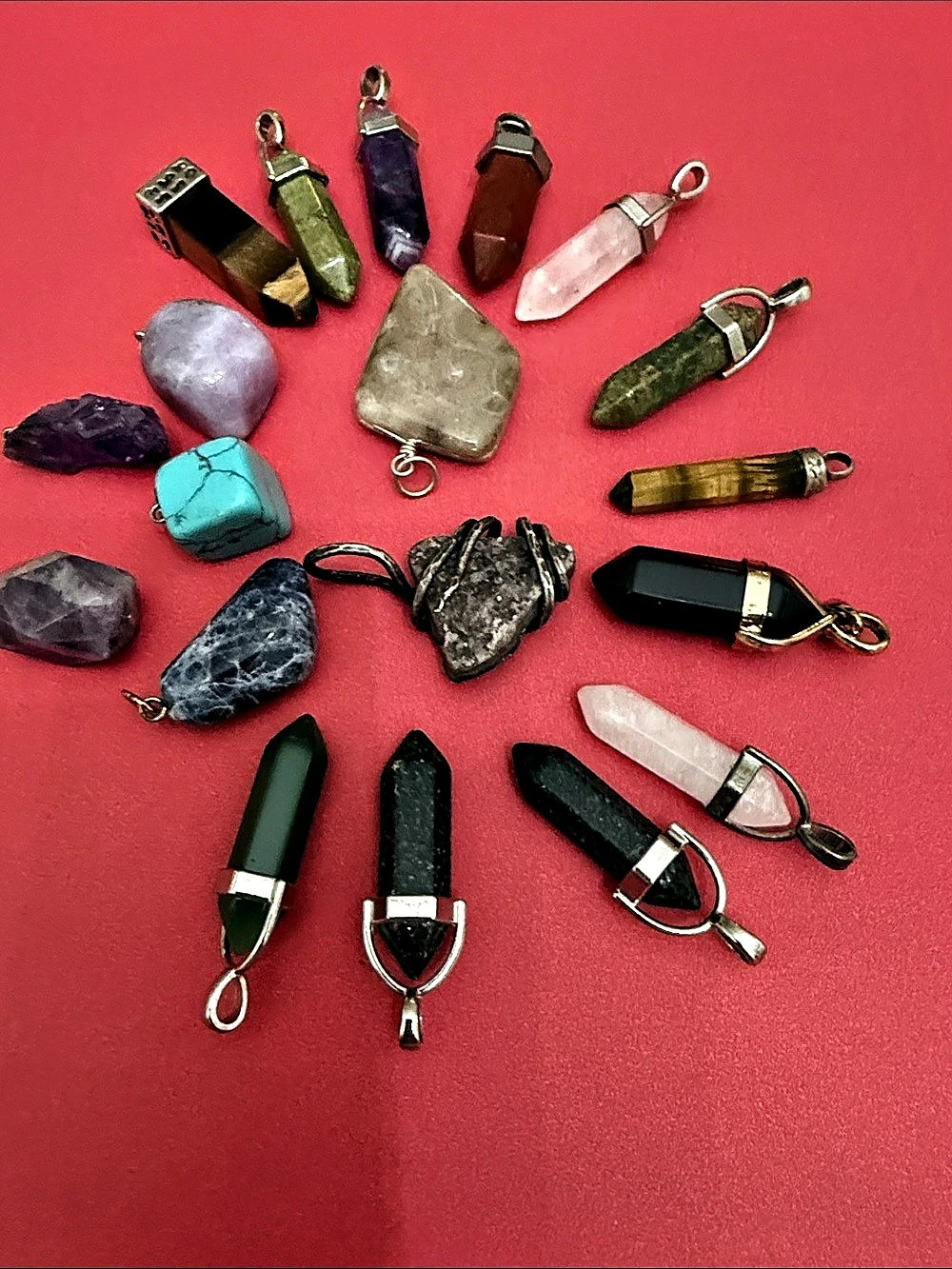 19 Assorted Gemstone Pendants Multicolor